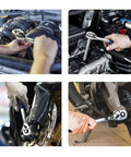 Collage of Heavy Duty Mechanic Tool Set 151 Pc Mixed Socket Wrench Kit For Auto And Home Repair in use on various engines.
