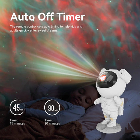 Child sleeping under Galaxy Star Projector Night Light For Kids Room With Astronaut Nebula Ceiling Lamp 8 Nebula Effects Remote