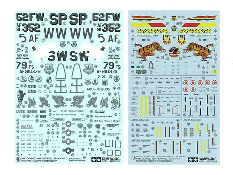 Decal sheet for 1/48 Scale F-16CJ Plastic Model Kit With CCIP Cockpit, IFF Antenna, curved fuselage, full ordnance options.