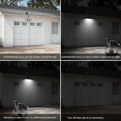 Lit Outdoor Solar Motion Sensor Light With 3 Adjustable Heads 270 Degree Wide Coverage IP65 Waterproof Wall Lamp for yard use