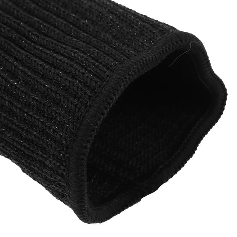 Dang Tough Cut Resistant Arm Sleeves For Gardeners And Carpenters With Elastic Wrist Guard Heat Resistant Safety Gear, black knit fabric close-up.