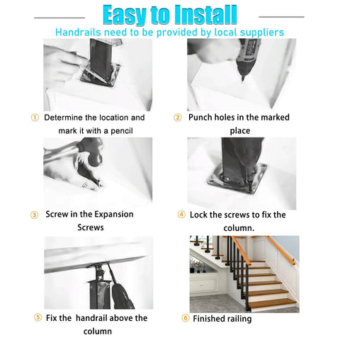 Steps to install Heavy Duty Square Wrought Iron Railing Spindles With 90 Degree Curved Base for deck and porch safety.