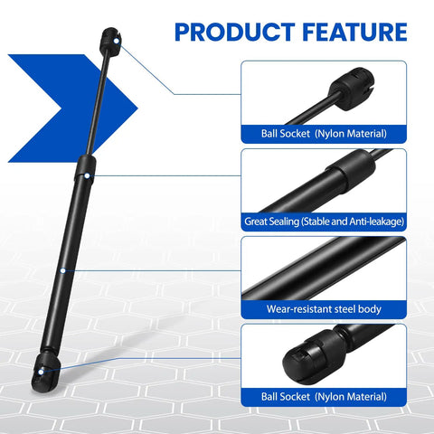 Top Tier Gas Strut Lift Support Spring 40 Lbs For Pickup Truck Toolbox And Camper Shell Window Side Lid showing nylon ball socket and steel body.