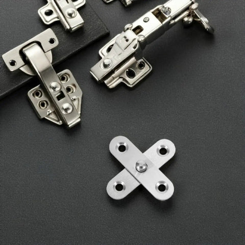 Close-up of Six Pack Stainless Steel Pivot Hinges No Fuss For Hidden Cabinet Doors And Windows Silver Finish