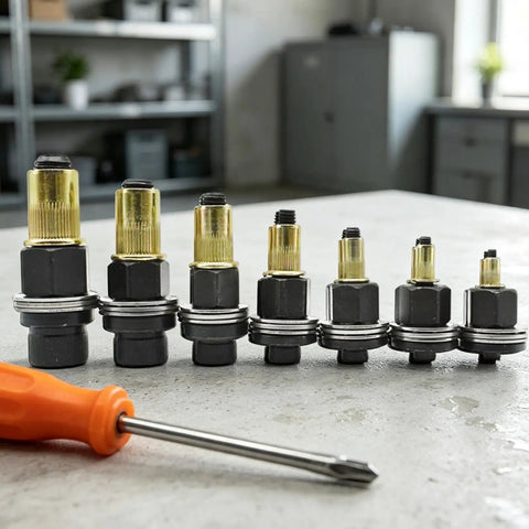 Threaded Rivnut Plier Tool Kit For Quick Clean Install Of Rivet Nuts Precision Sizing For Uniform Threads Pro Grade Hardware Kit For Workshop Garage And Jobsite Projects, assorted rivet nut sizes and screwdriver