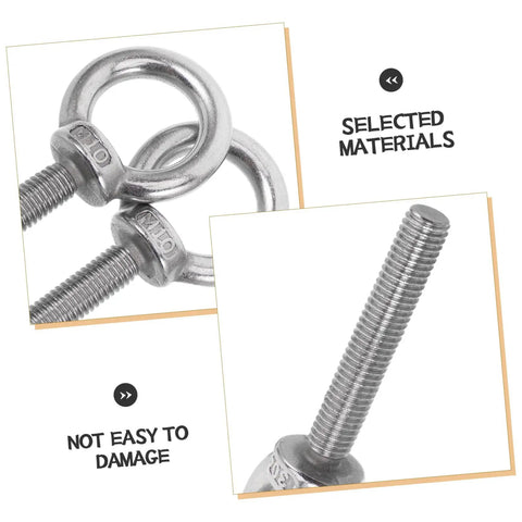 Stainless Steel Eye Bolt M10x60 Kit With Nuts And Washers Heavy Duty Threaded Eye Bolts Built To Last For Deep Structures And Thick Materials Secure Hook Points Durable Hardware For Industrial Outdoor And Workshop Use, stainless steel eye bolt close-up