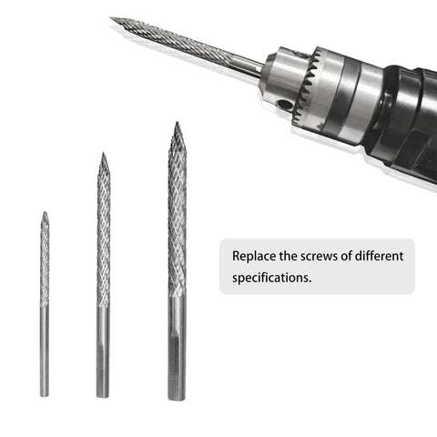 Straight Shooter Tire Repair Patch Tool Kit With 42Mm Steel Buffing Wheel HSS Drill Bits, featuring three HSS drill bits for tire repairs.