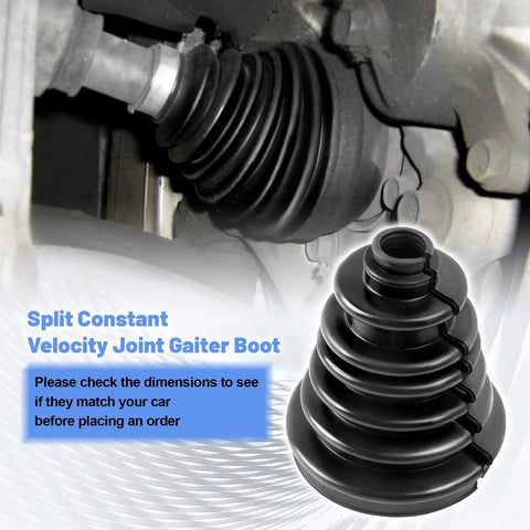 Split Type CV Boot Kit Fits 22mm to 28mm Shaft, 128mm Height showing installed on vehicle with close-up of boot design