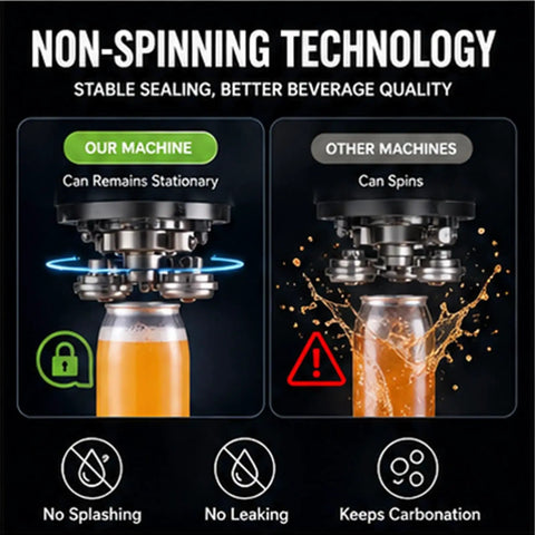 Automatic Can Seamer For Homebrew Beer And Sodas Heavy Duty 140W Electric Sealer non-spinning technology illustration