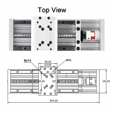 Top view of Premium Double Linear Rail Slide Table For X Y Z Axis Motion Systems showcasing guides and dimensions.
