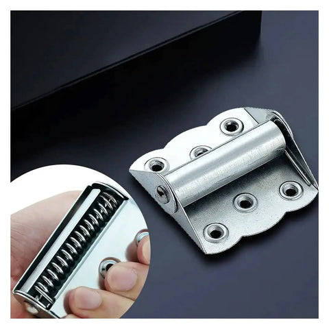 Close-up of Stainless Steel Butterfly Hinge Set With Automatic Closing Flush Mount No Fuss Rustproof Spring Cabinet Door And Window Hardware