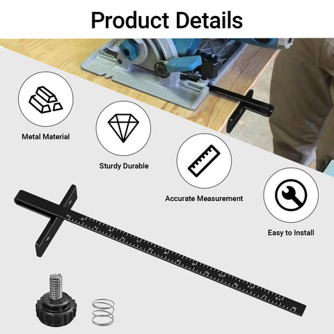 Heavy Duty Circular Saw Rip Fence Guide Replacement Kit with metal material, 10x3.05 inches, easy to install for accurate cuts.