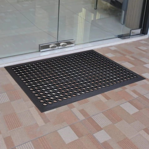 Anti Fatigue Outdoor Rubber Floor Mats 2 Pack For Commercial Kitchens And Restaurants Grippy Non Slip Drainage Mats, black, 36x60 inches