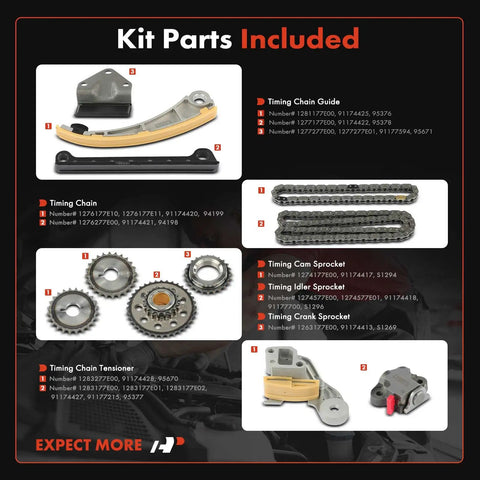 Engine Timing Chain Kit With Sprocket And More For DOHC 4-Cylinder 1.8L 2.0L 2.3L Engines Fits Chevy Tracker 1999 2003 parts overview