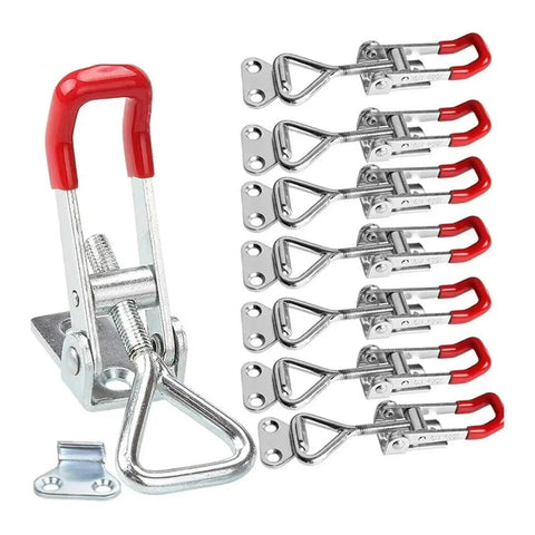 Tough As Nails Heavy Duty Adjustable Toggle Latch Made Of Stainless Steel for cabinets cases and doors, 8-pack, red handle