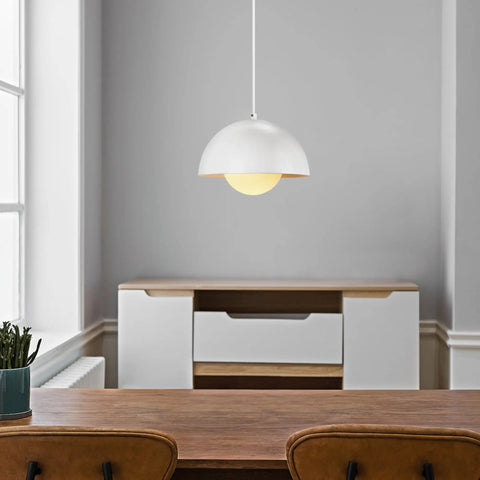 Matte White Plug In Pendant Light With White Glass Shade 15 Foot Cord Easy To Install For Bedroom Living Room Kitchen Island
