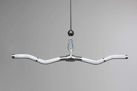 Multi Grip Curl Bar Attachment for Cable Machines, steel bar with multiple grips ideal for bicep training in gyms.