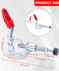 Heavy Duty 2 Pack Toggle Clamps Offering Rock Solid Holdings For Woodworking And Fab Shops Featuring Quick Release Levers and detailed size measurements.