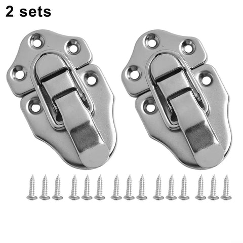 2 sets Heavy Duty Antique Iron Duckbill Toggle Latch Silver Hardware Adds Rustic Vibes And Solid Security To Vintage Wood Cabinet Switches For A Cool Vintage Look, with screws