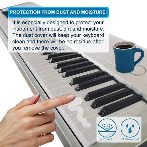 Elastic Keyboard Dust Cover For 76 To 88 Key Digital Pianos Spandex Fit With Adjustable Elastic Band Black Protects Yamaha CP Series And DGX Models From Dust Debris While Playing Or Storing over piano keys