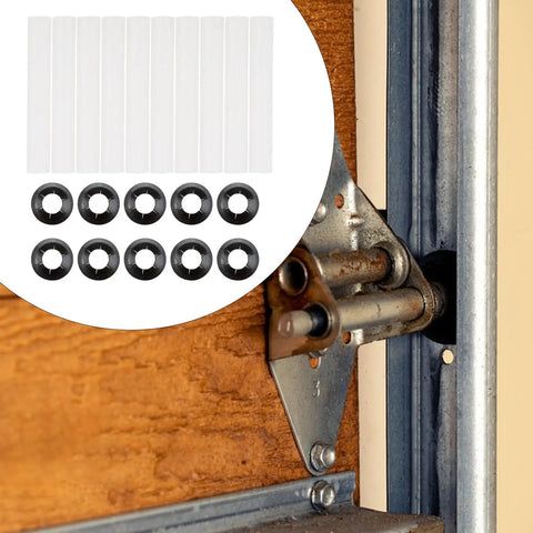 Garage Door Hinge Quiet Roller Sleeves And Shaft Gaskets Kit For Smooth Tracks 80mm Length Replacement Hardware with door hinge visible
