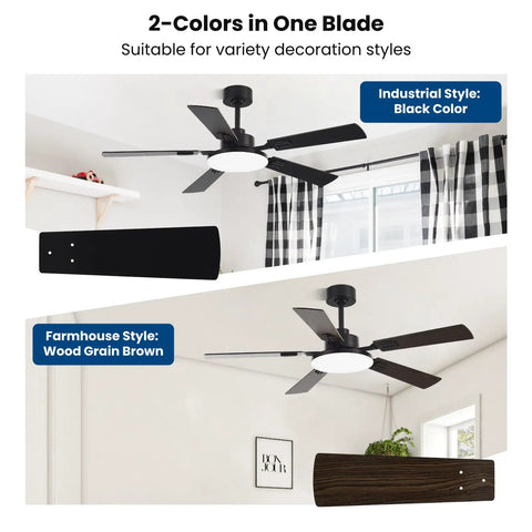 52 Inch Ceiling Fan With Lights And Remote For Bedroom Living Room Kitchen Office Indoor Outdoor Use 6 CCT Dimmable