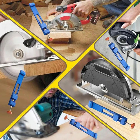 Pro Grade Circular Saw Guide With Adjustable Base For Precision Wood Cutting, Portable ABS Cutter Holder in use