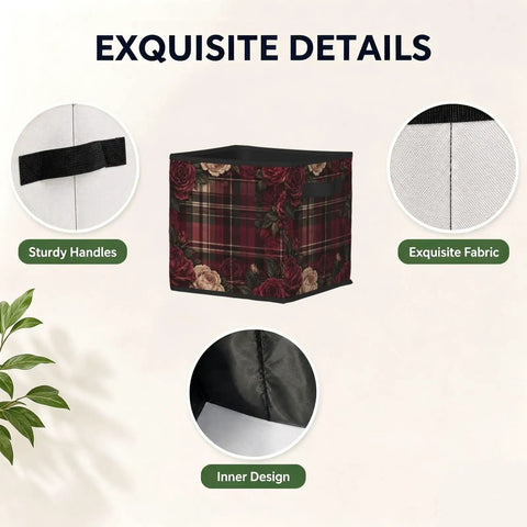 Premium Lightweight Foldable Oxford Fabric Storage Cube Bin With Dope All Over Print Artwork And Rigid Base for closet organization with floral design.