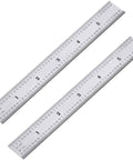 Two Pack Stainless Steel Ruler For Engineers And Makers, Dual Sided 6 Inch Machinist Ruler With Imperial And Metric Markings 1/64 1/32 1/16 1/8 Inch, Perfect for Engineering, School, Office And Drawing, showing engraved markings on both sides.