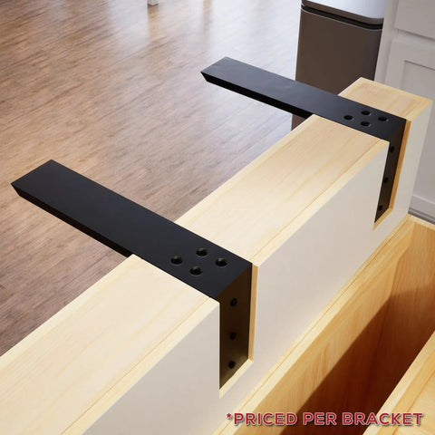 Rock Solid Heavy Duty Steel L Bracket Countertop Support 12 Inch view on wooden countertop with mounting holes
