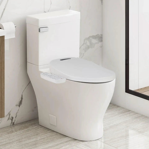 Smart Heated Bidet Toilet Seat Round With Vortex Wash Front And Rear Cleansing 3 Water Temps And 3 Water Pressures 3 Seat Temps 3 Warm Air Dryer Temps Led Night Light Stainless Steel Nozzle Easy Install On Most US Toilets