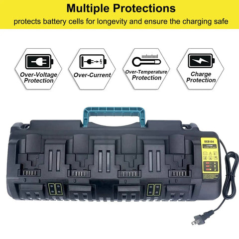 Four Port Battery Charger Station For 12V 20V Max And 60V Max Li-Ion Batteries with multiple protection features.