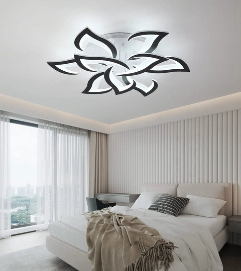 Modern Led Flush Mount Ceiling Light Fixture White With Remote Control Dimmable Four Ring Dope Design For Bedroom 3000K To 6000K