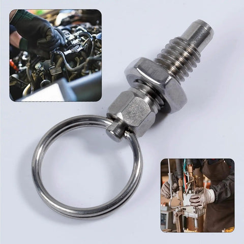 Solid As A Rock 4 Piece Stainless Steel Indexing Plunger Pins With Spring Loaded Knobs for industrial use, featuring a threaded design.