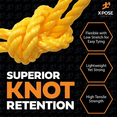 Heavy Duty 1/2 Inch Yellow Polypropylene Rope 600 Feet The Go-To Outdoor Boating Tie Downs Camping And Load Securing High Visibility Weather Resistant And Durable knot retention