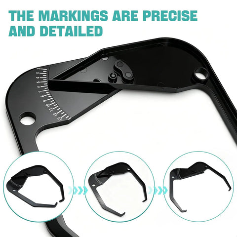 No Sweat Rim Width Caliper Tool For Cars Quick Fitment Gauge showing precise markings on durable black ABS material.