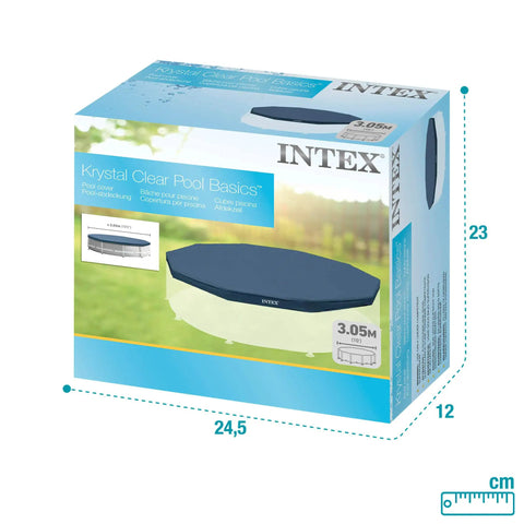 Ready For Summer Kickbacks 10 Ft Round Above Ground Pool Cover With Tight Rope Securing Heavy Duty Debris Shield in packaging.