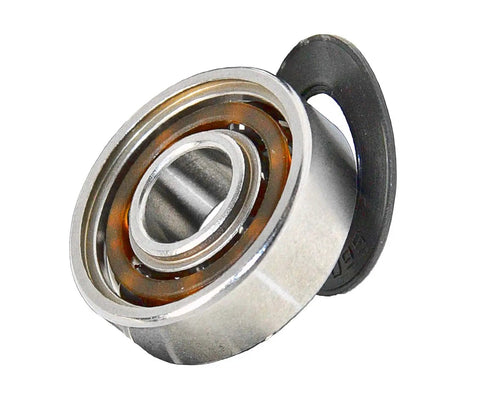 Premium S608 Double Sealed Skateboard Ball Bearings Featuring Stainless Steel Races And Abec Five, showing a close-up of the bearing with seals.