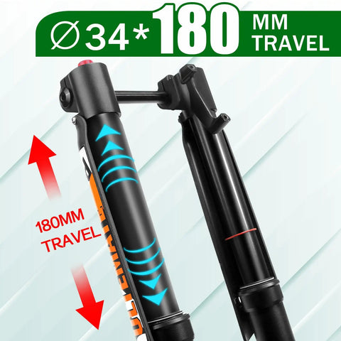 Fat Tire 26 Inch Air Fork For Electric Mountain Bike With Inverted Suspension and 180mm Travel Detail