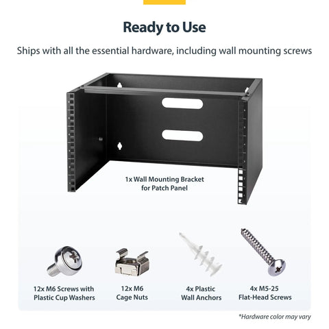 Heavy Duty 6U Wall Mount Network Rack With 19 Inch Width And 14 Inch Depth Rock Solid Construction for patch panel mounting hardware.