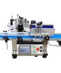Quick Turnaround Automatic Round Bottle Labeler Processes Twenty To Two Hundred Units Per Minute with smooth conveyor system and touch controls.