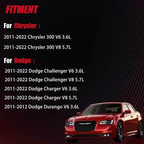 Fitment chart for Straight Swap Front Left And Right Motor Engine Mount Pair for Chrysler 300 Dodge models 2011-2022.