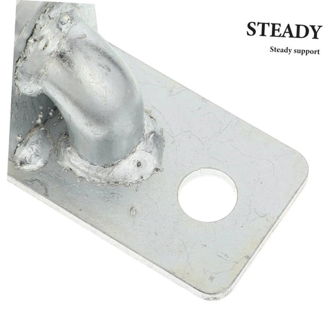 Close-up of Rock Solid 4 Piece Wall Mounted Gate Hinges Built Tough For Outdoor Fences Zero Rust Hardware with mounting hole.