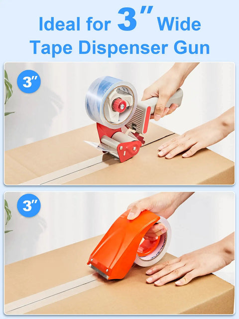 Using a dispenser to apply Heavy Duty Packing Tape 12 Roll Set Clear 2.7 Mil Thick 1.88 Inch Wide 60 Yards Per Roll 720 Total Yards