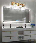 Brass Gold 3 Light Vanity Light With Crystal Accents For Bathroom Over Mirror Modern Style E26 Base Compatible Long 23.6 Inch