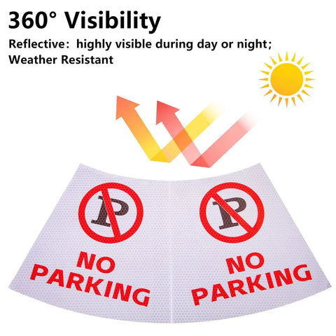 Reflective collars for Six Pack 18 Inch No Parking Reflective Traffic Cones with 360 Reflective Collars for high visibility