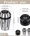 ER11 Spring Collet Set 1/4 Inch CNC Lathe Milling Tool Chucks with Clamping Nut, Precision 65Mn Steel dimensions shown