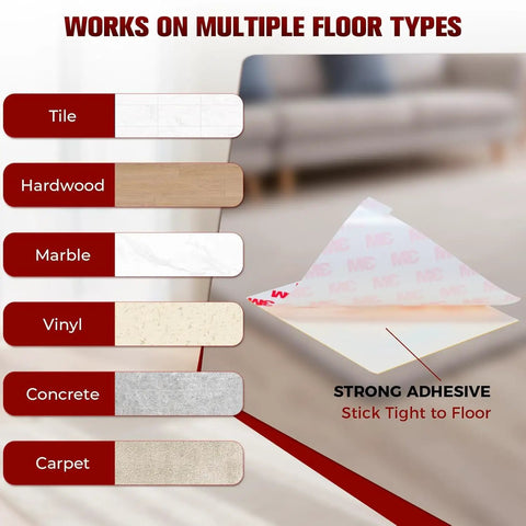 Image showing 12 Pack Double Sided Carpet Tape For Hardwood Floors, Heavy Duty Rug Tape, works on multiple floor types with strong adhesive.