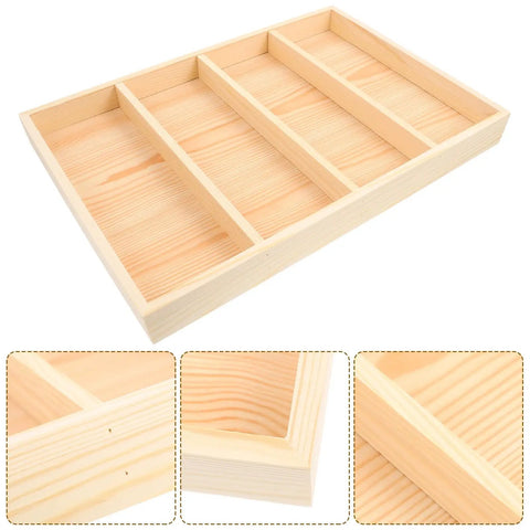 Top Shelf Wooden Jewelry Tray With Four Spacious Slots For Rings And Chains Super Easy Dresser Organizing Plate, solid wood design.
