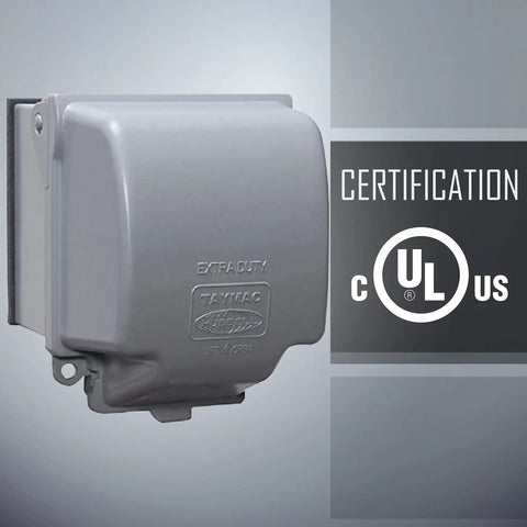 Extra Duty RaynGuard Metal Weatherproof In Use Cover for Outdoor 2 Gang Electrical Outlets Gray with cULus certification